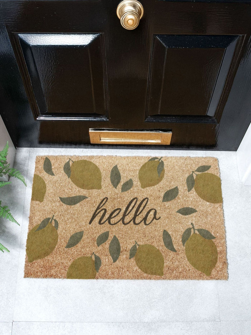 Artsy Mats coir doormat yellow Hello Lemons 60x40cm - British product