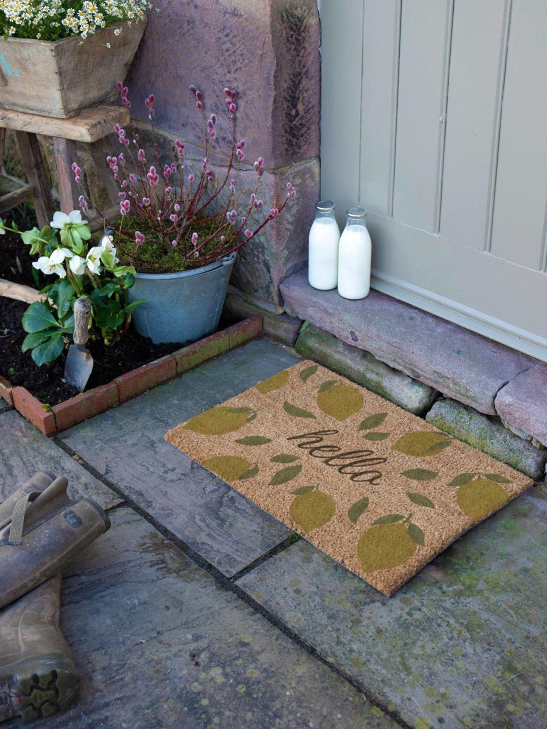 Artsy Mats coir doormat yellow Hello Lemons 60x40cm - British product