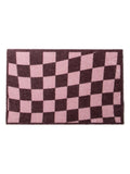 Artsy Mats brown wavey checkerboard indoor washable doormat, imported from the UK