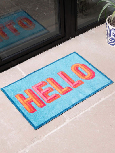 Next Artsy Mats Blue Hello Indoor Washable Doormat 60 x 40 cm- Buy online at McGrocer