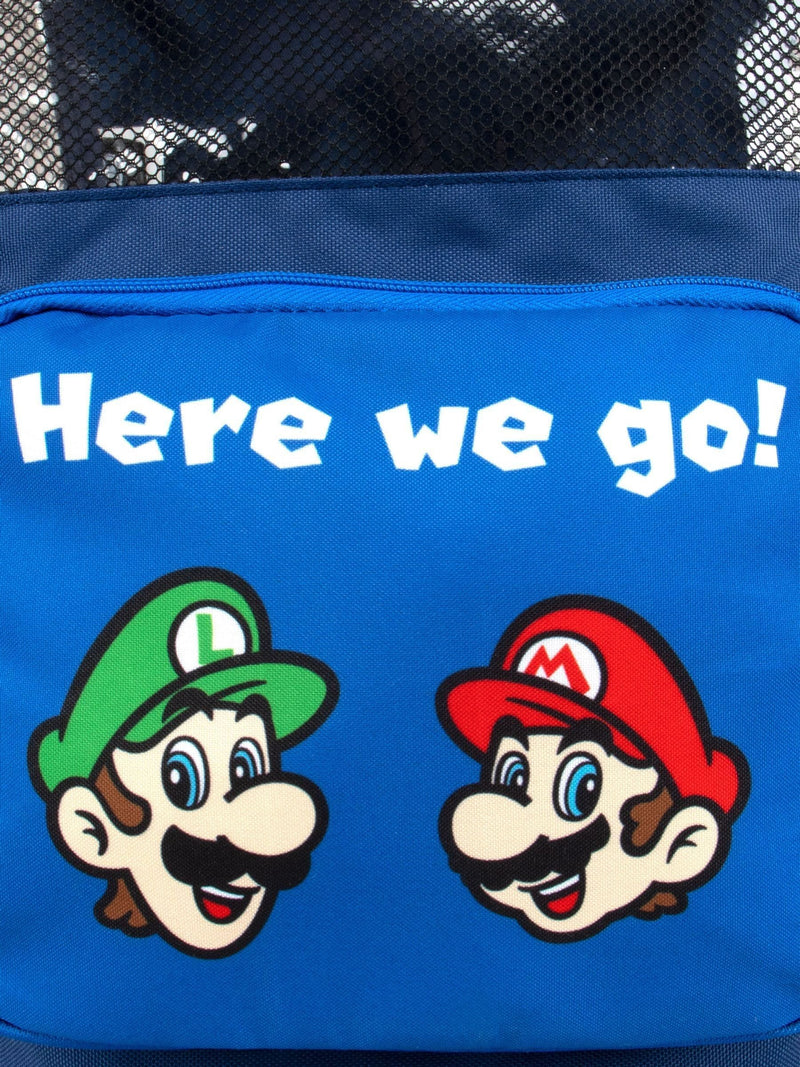 Super Mario blue swim bag with Luigi and Mario faces, imported from the UK