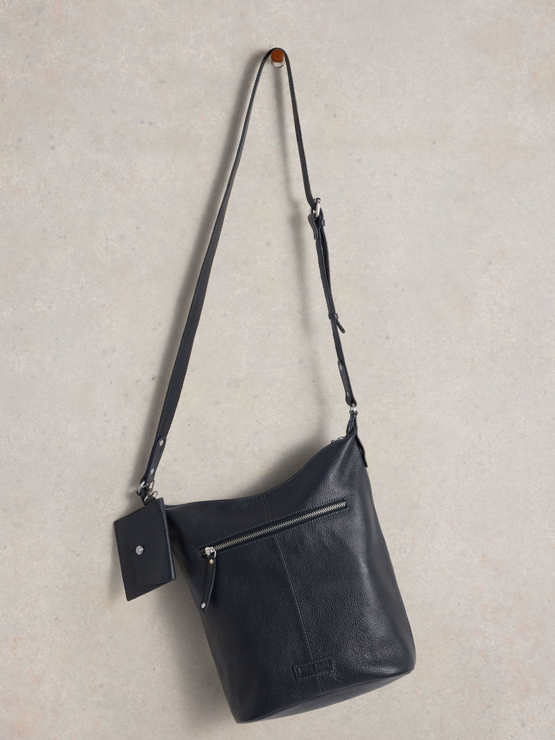 White Stuff Black Fern Leather Cross-Body Bag