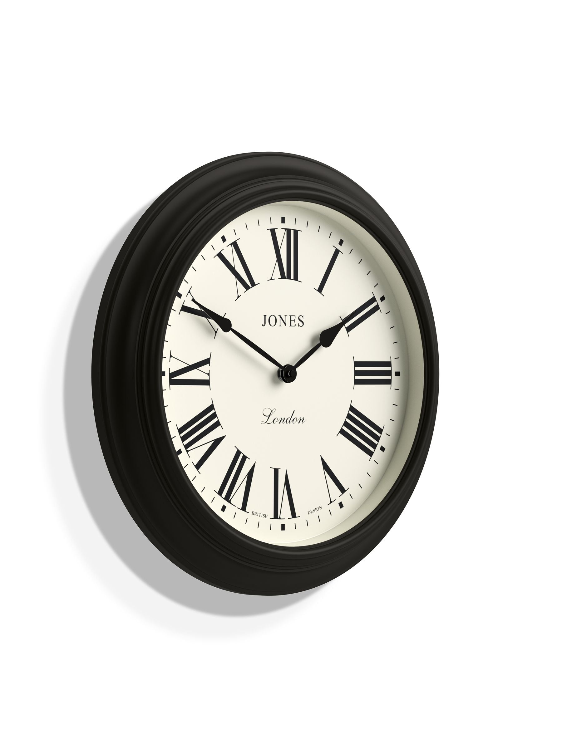 Jones Clocks Black Supper Club Roman Numeral Wall Clock 40cm, UK version