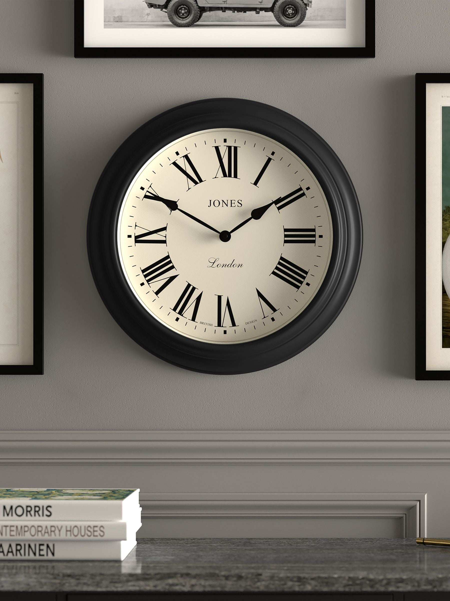 Jones Clocks Black Supper Club Wall Clock 40cm