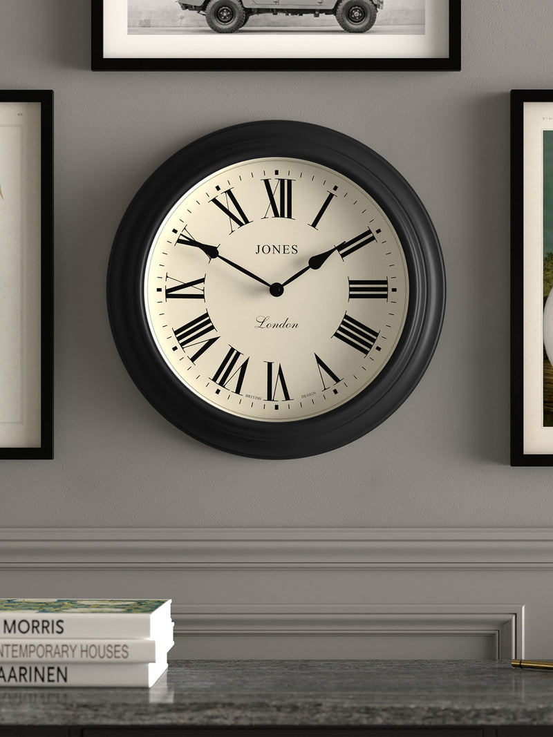 Jones Clocks Black Supper Club Wall Clock 40cm