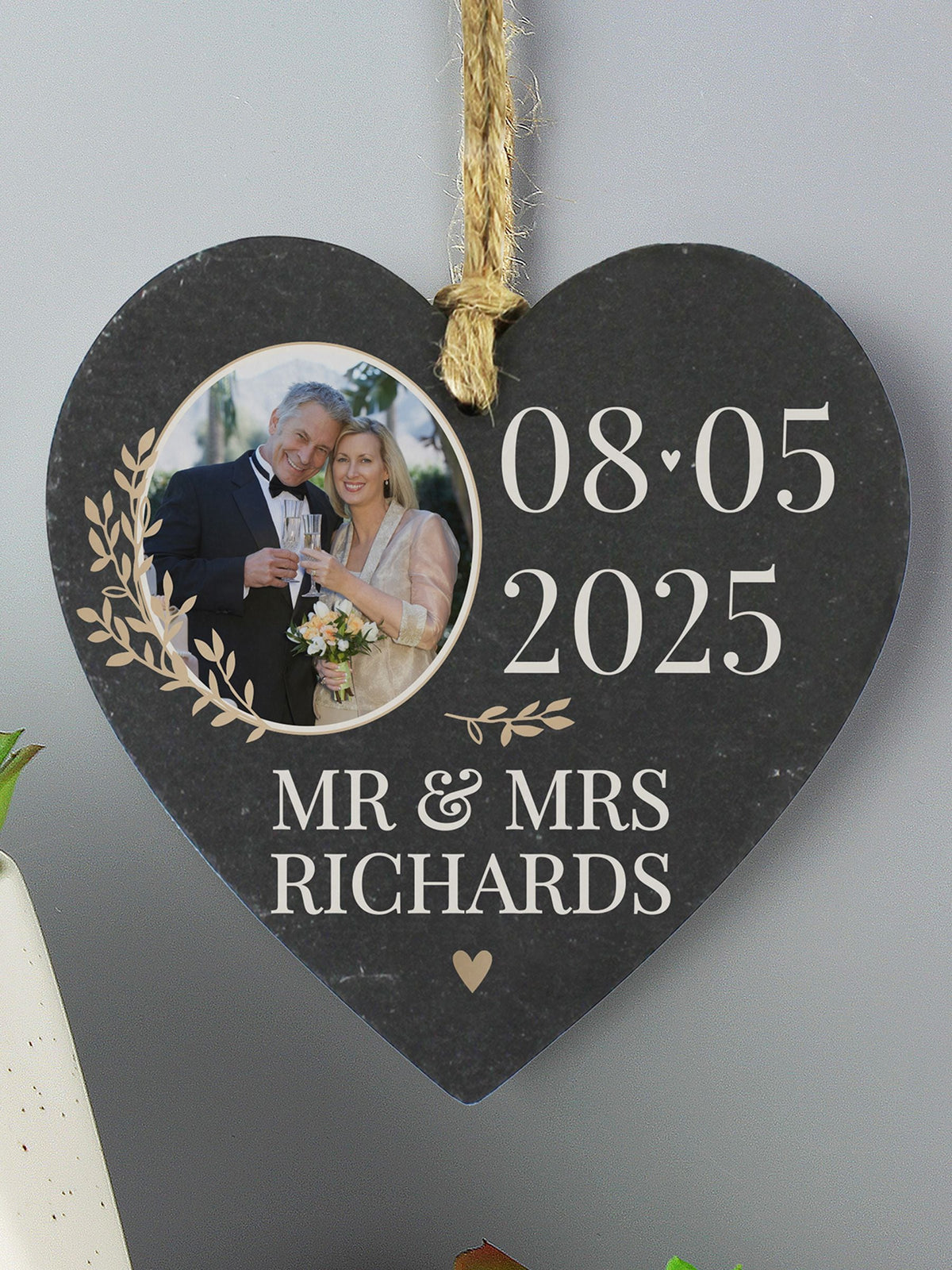 PMC personalised slate heart decoration 11x11cm (British brand)