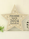 PMC personalised star ornament in natural wood (British brand)