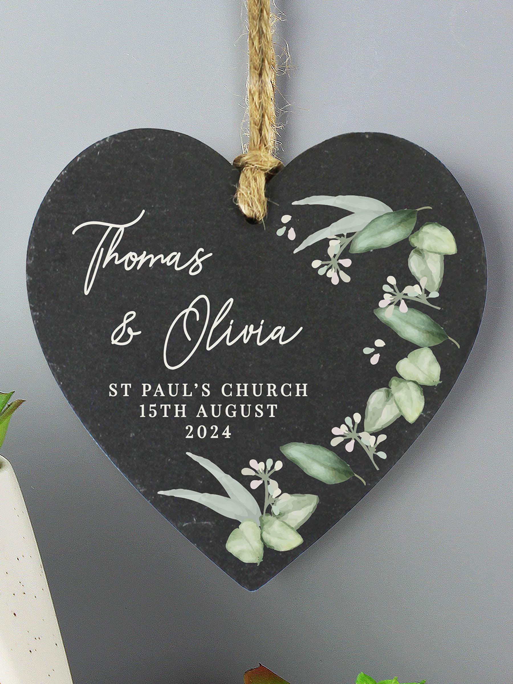 PMC personalised slate heart decoration 11x11x1cm, imported from the UK