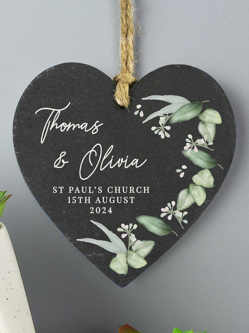 PMC personalised slate heart decoration 11x11x1cm, imported from the UK