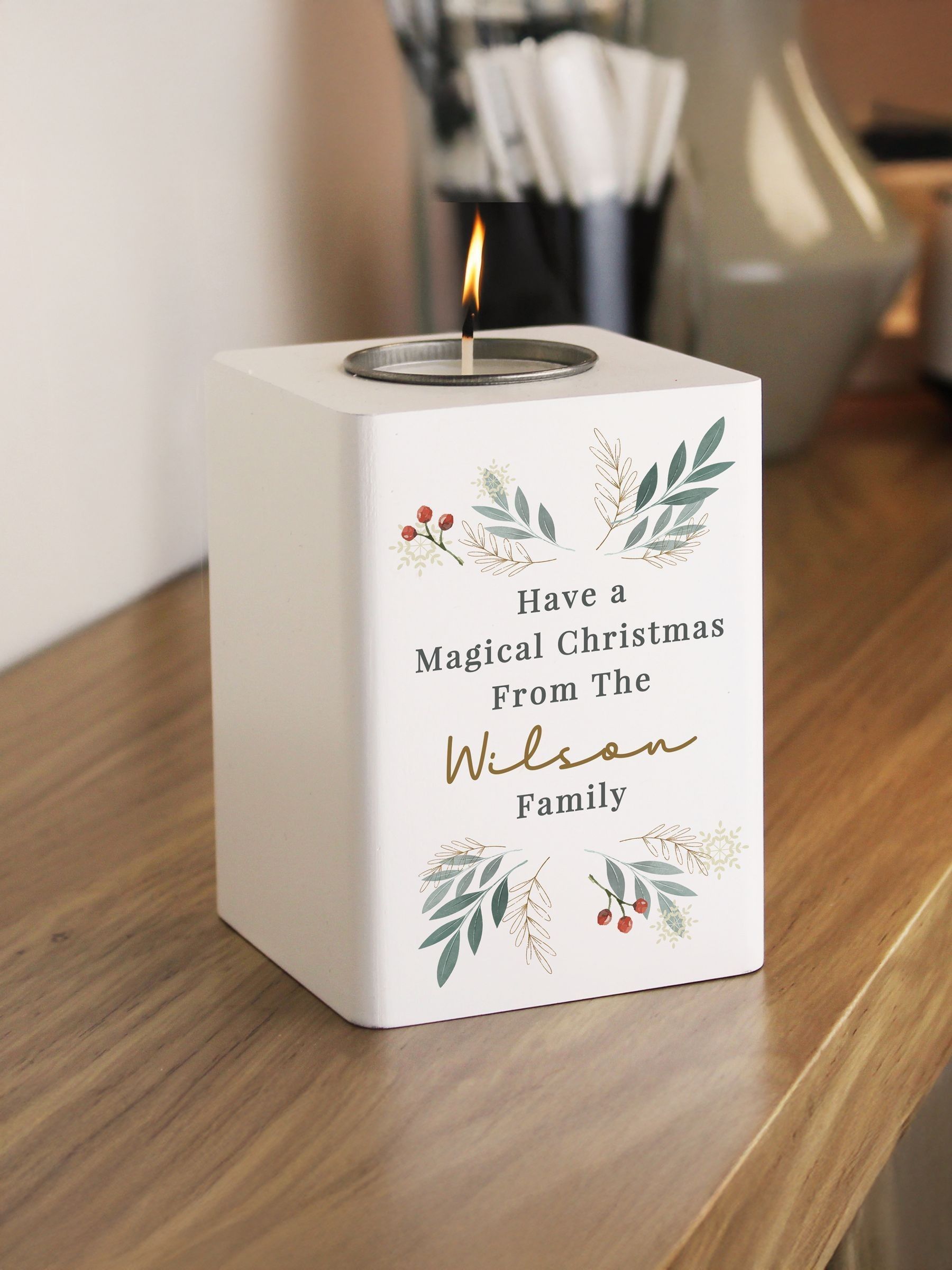Personalised Christmas Tea Light Candle Holder by PMC