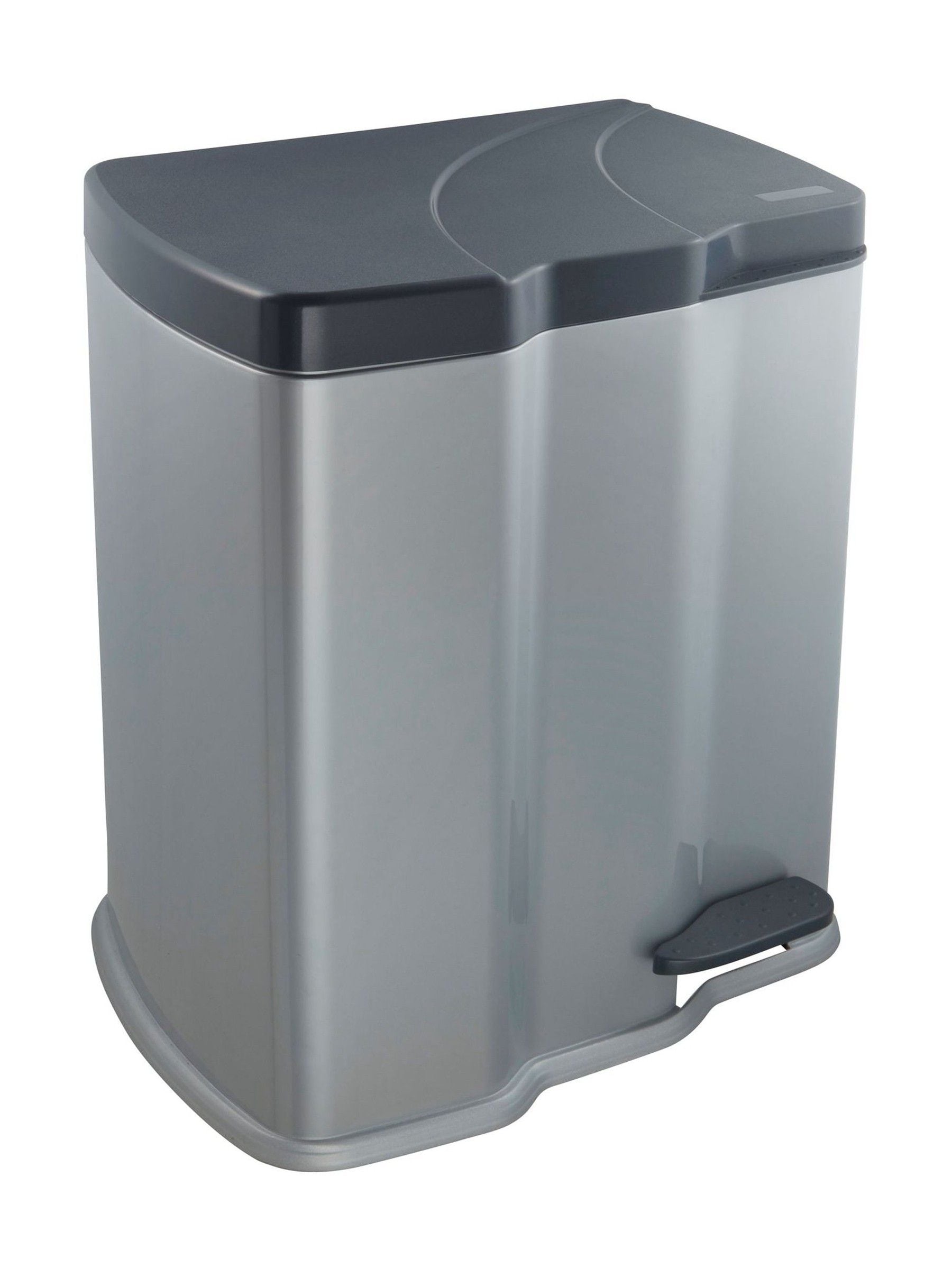 Keeper Gunner silver and black dual compartment pedal dustbin (British brand)