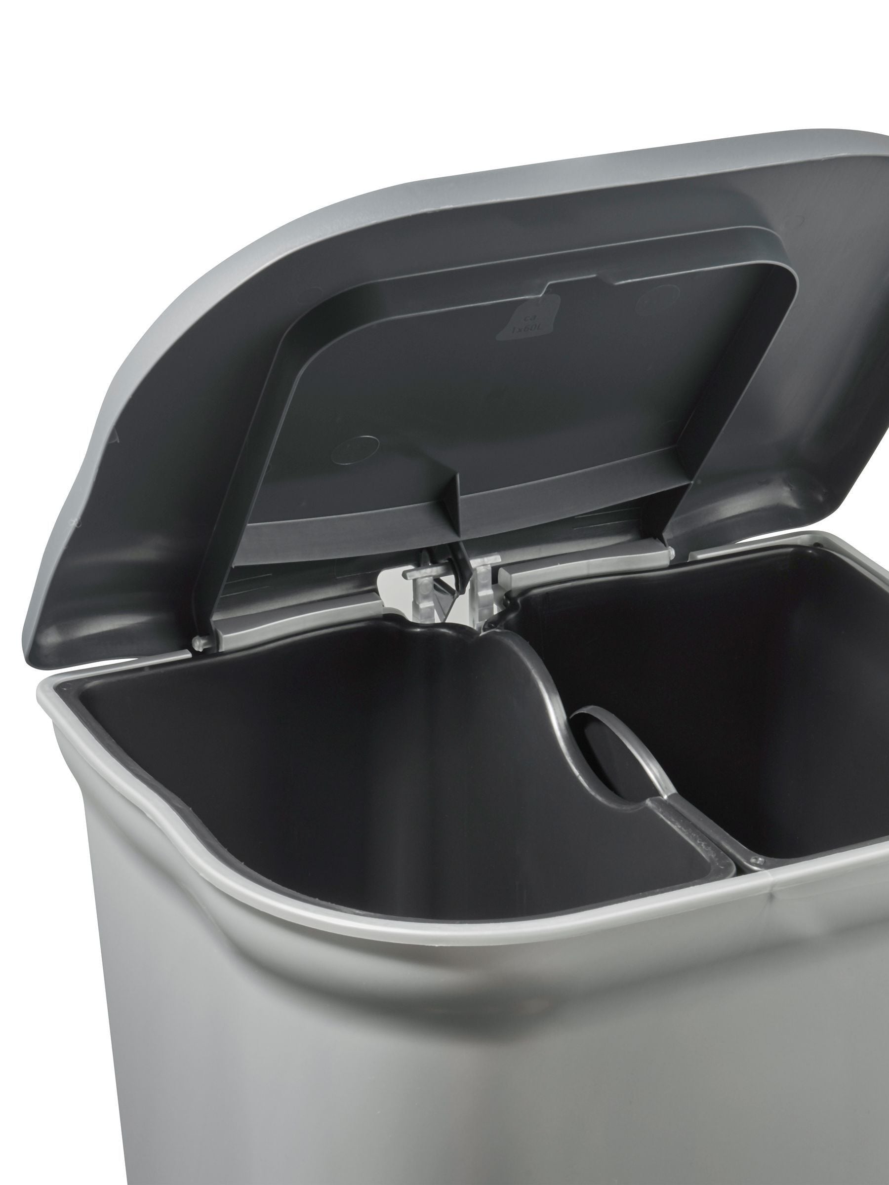 Keeeper Silver and Black Torge Dual Compartment Pedal Dustbin