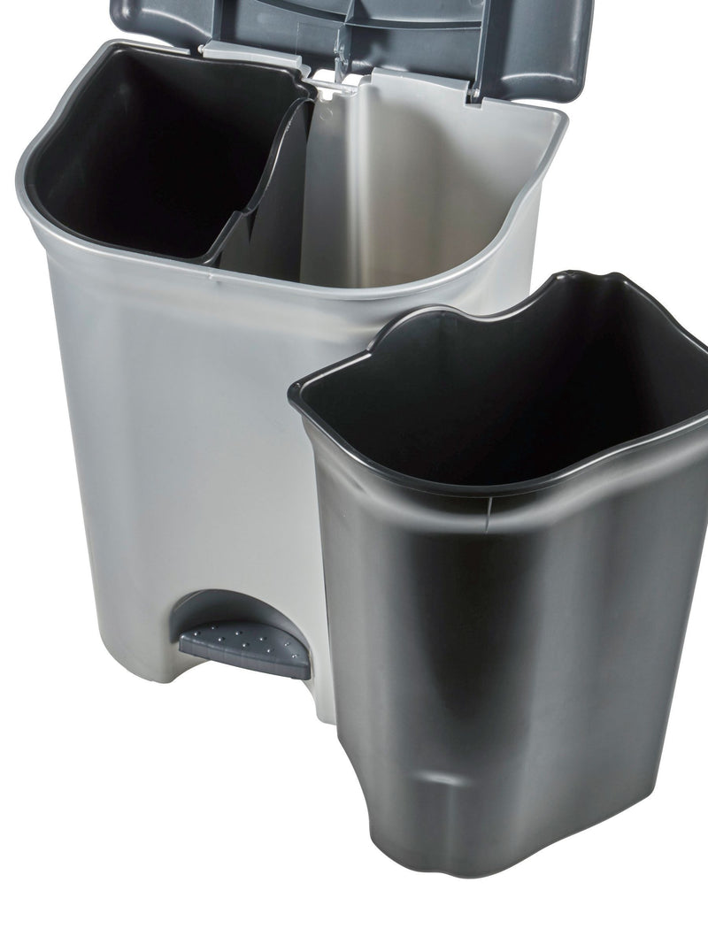 Keeeper Silver and Black Torge Dual Compartment Pedal Dustbin