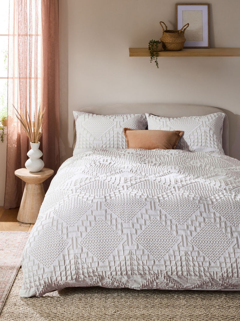 Natural Textured Duvet Cover and Pillowcase Set, imported from the UK