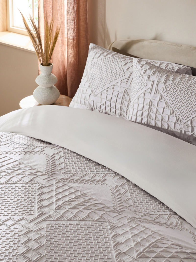 Natural Textured Duvet Cover and Pillowcase Set, imported from the UK