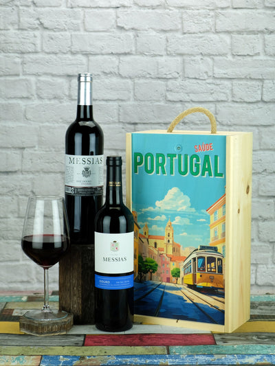 Messias Portugiesischer Rotwein Tinto und Douro Unoaked Holzkiste 2 Flaschen