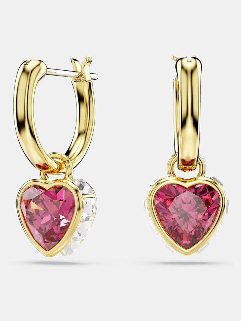Swarovski red heart gold-tone plated chroma drop earrings (British brand)