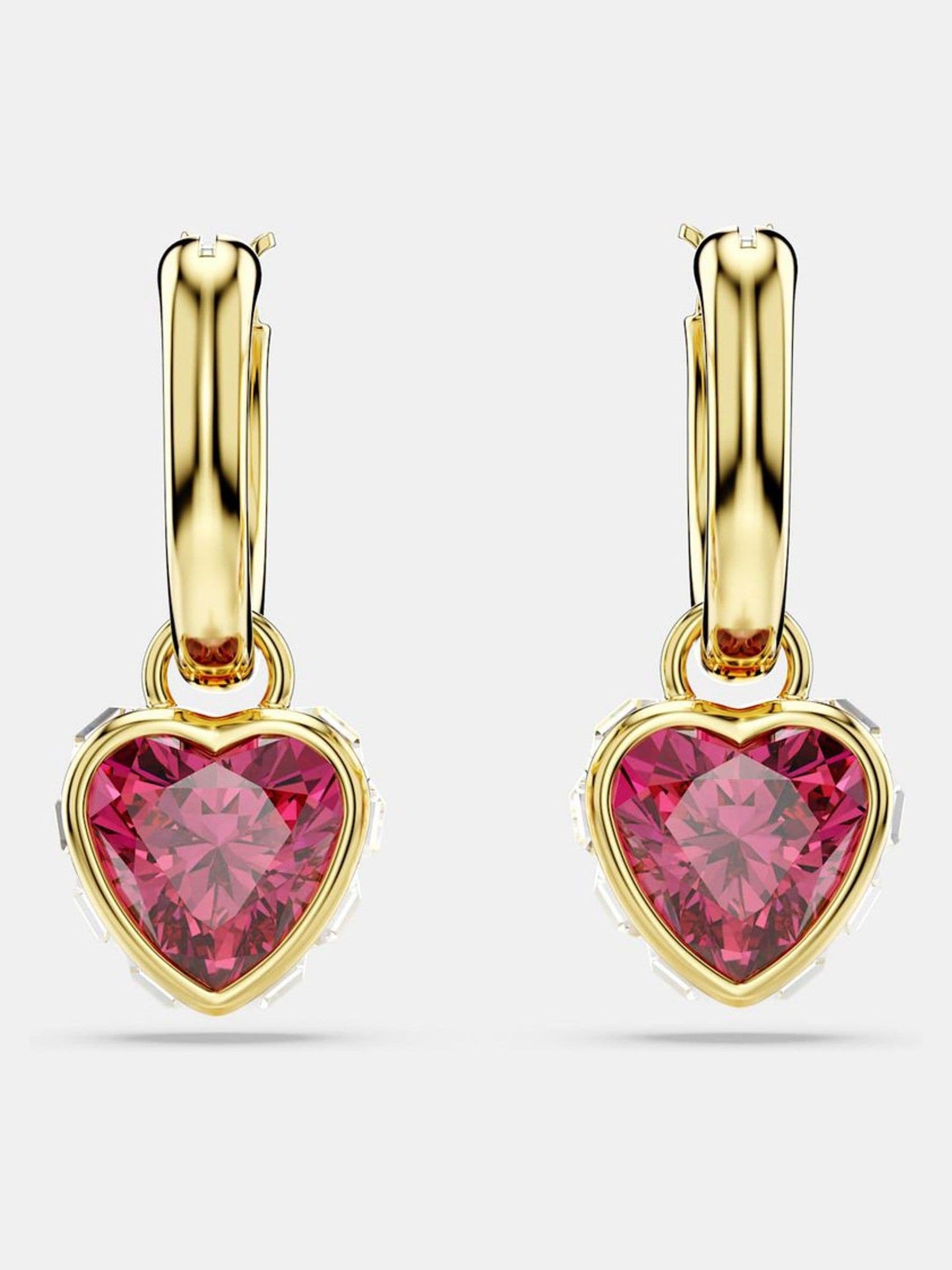 Swarovski red heart gold-tone plated chroma drop earrings (British brand)