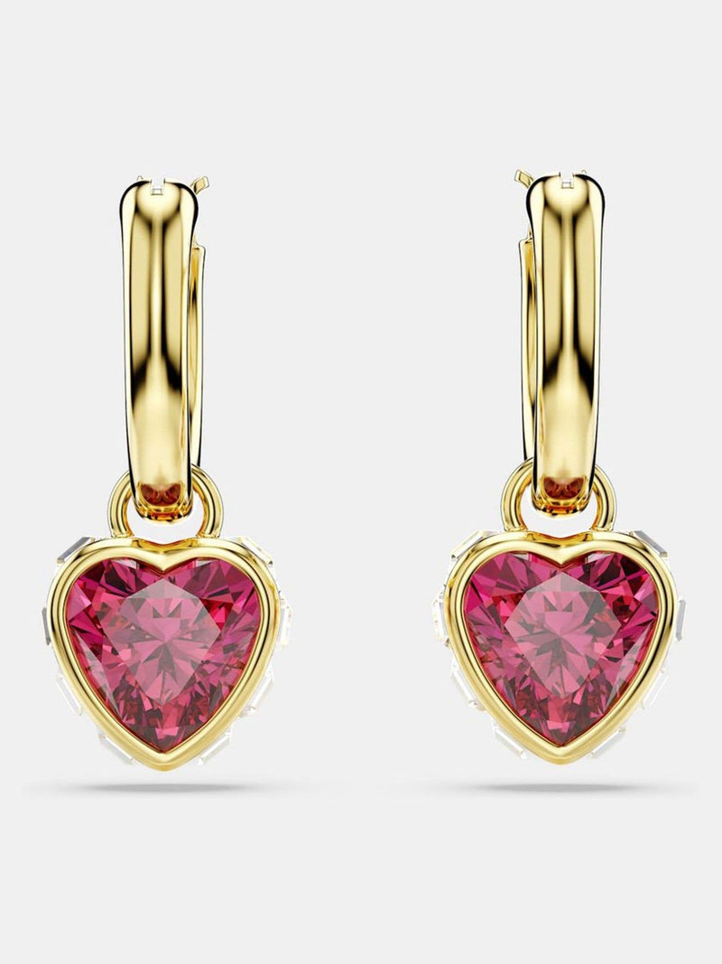 Swarovski red heart gold-tone plated chroma drop earrings (British brand)