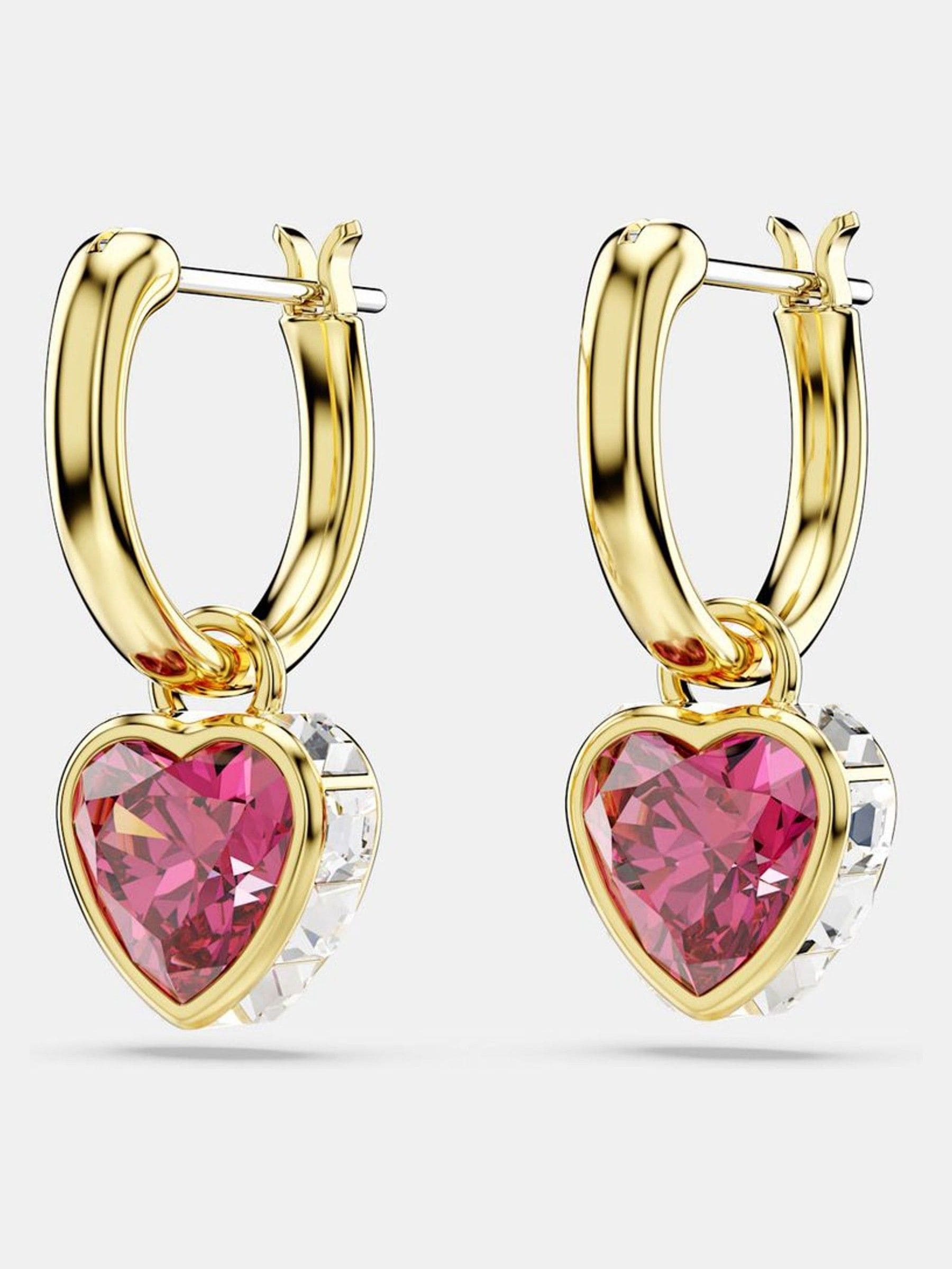 Swarovski red heart gold-tone plated chroma drop earrings (British brand)