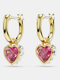 Swarovski red heart gold-tone plated chroma drop earrings (British brand)