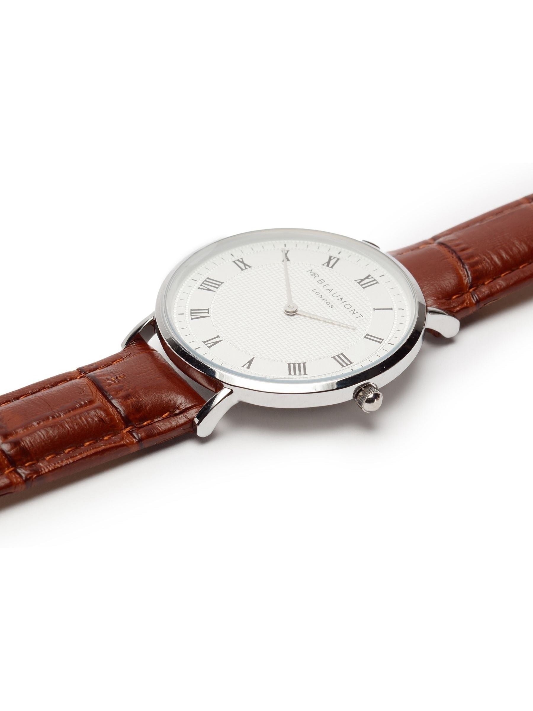 Mr Beaumont brown leather personalised watch, imported from the UK
