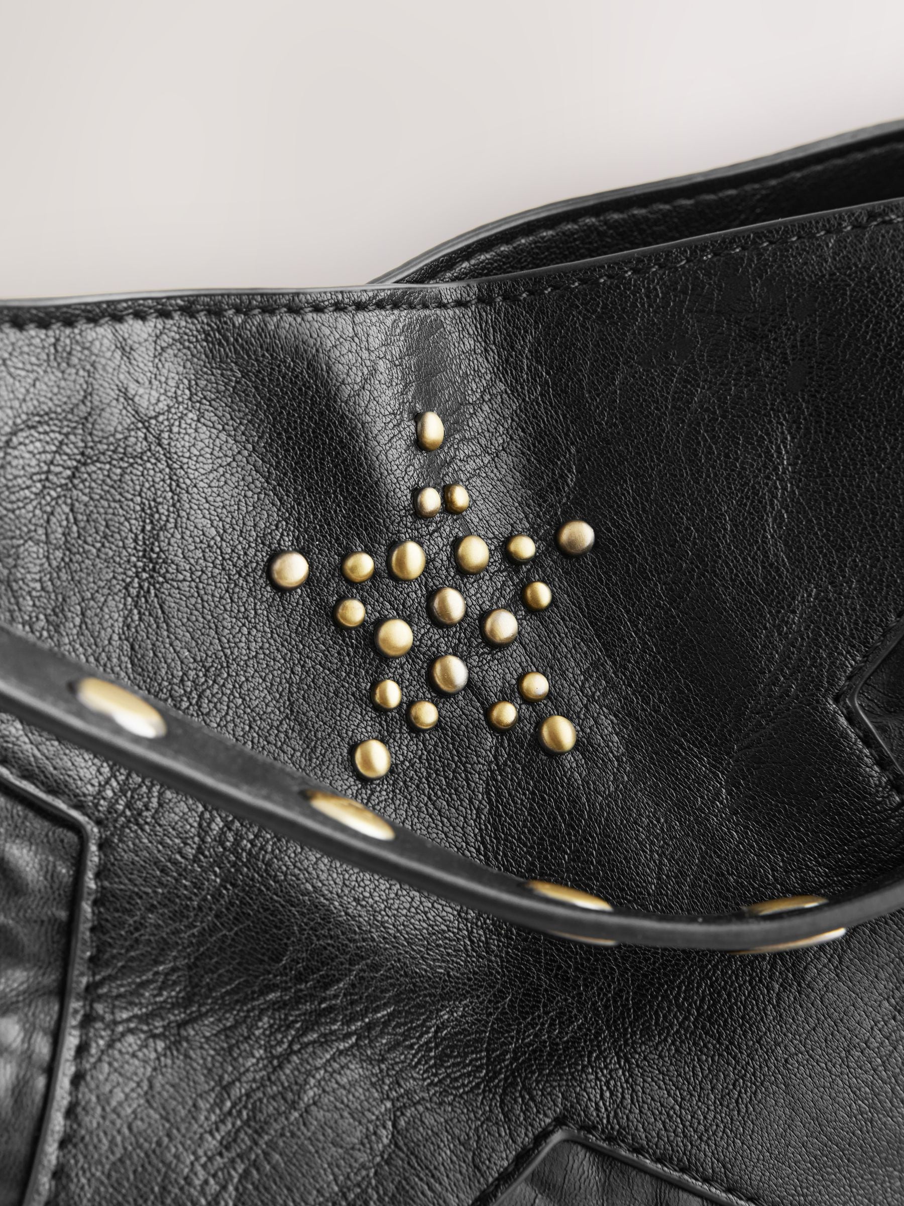 Rockett St George black studded star cross-body bucket bag (British brand)