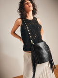 Rockett St George black studded star cross-body bucket bag (British brand)