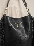 Rockett St George black studded star cross-body bucket bag (British brand)
