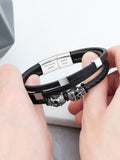 Treat Republic skulls leather bracelet for men, imported from the UK
