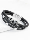 Treat Republic skulls leather bracelet for men, imported from the UK