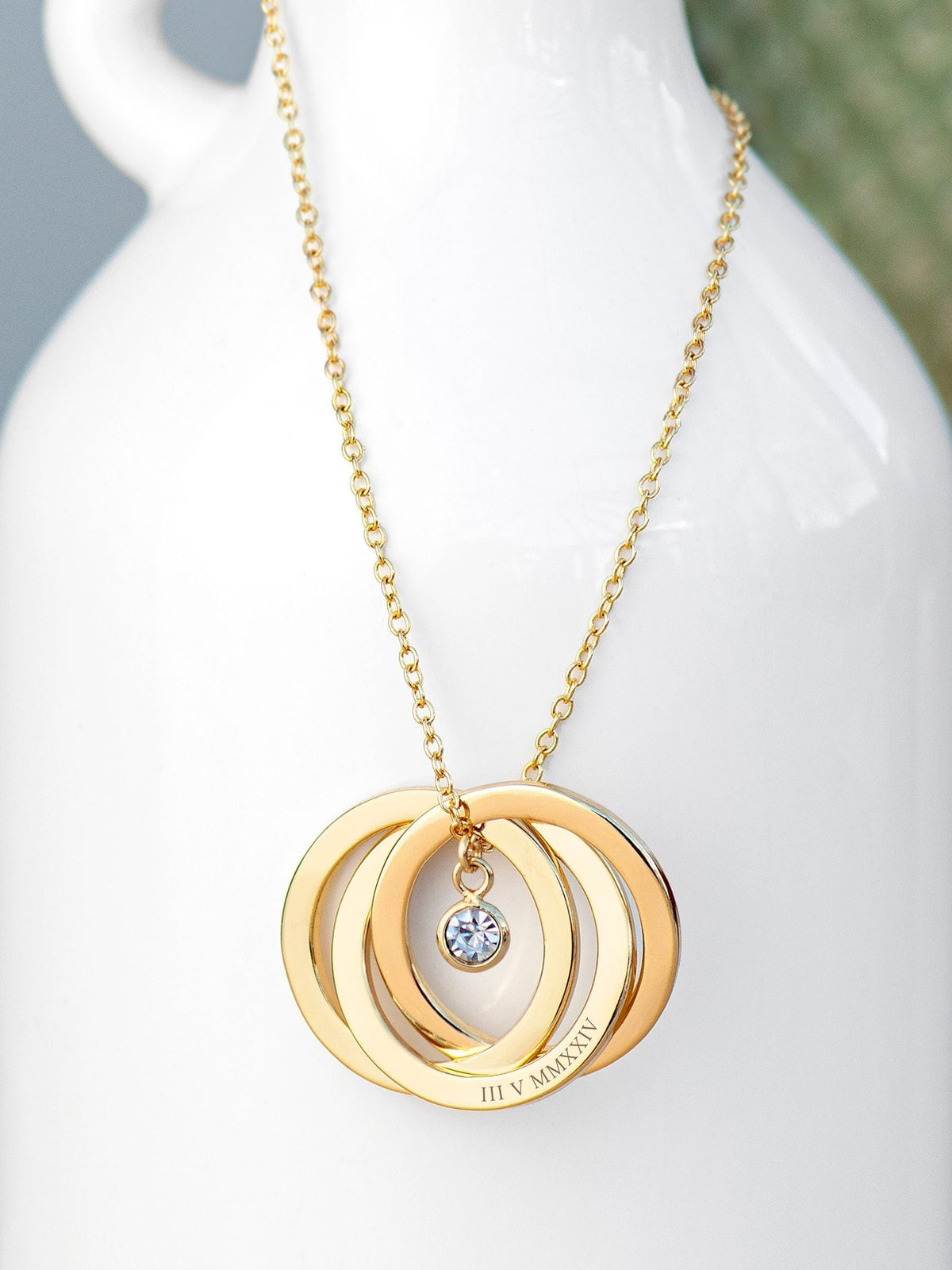 Treat Republic personalised Russian ring necklace silver tone 45cm chain, imported from the UK