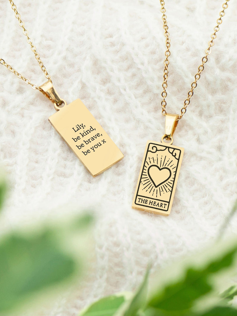 Treat Republic personalised heart tarot card necklace (British brand)