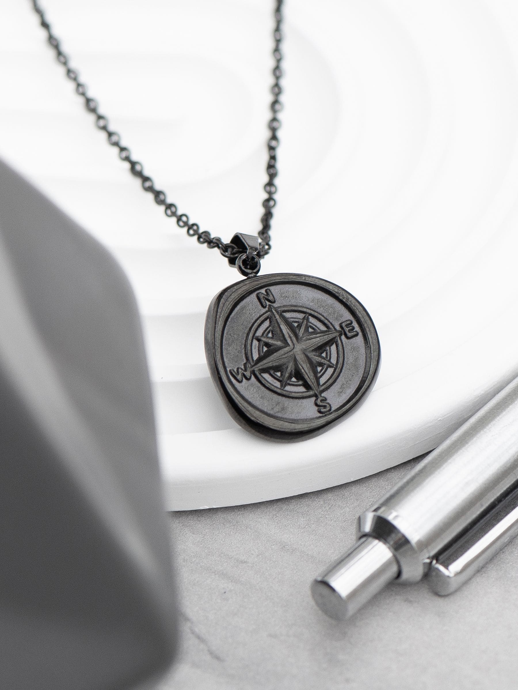 Treat Republic personalised compass amulet necklace 52cm chain, imported from the UK