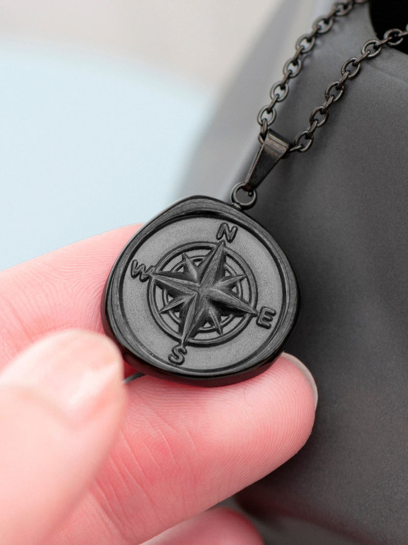 Treat Republic personalised compass amulet necklace 52cm chain, imported from the UK