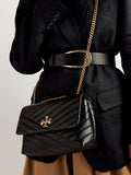 Tory Burch black small Kira chevron shoulder bag (British brand)