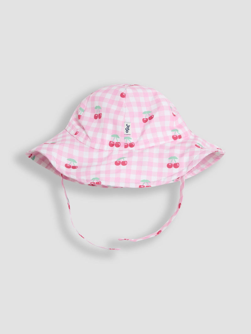 JoJo Maman Bébé gingham cherry floppy swim hat - British product