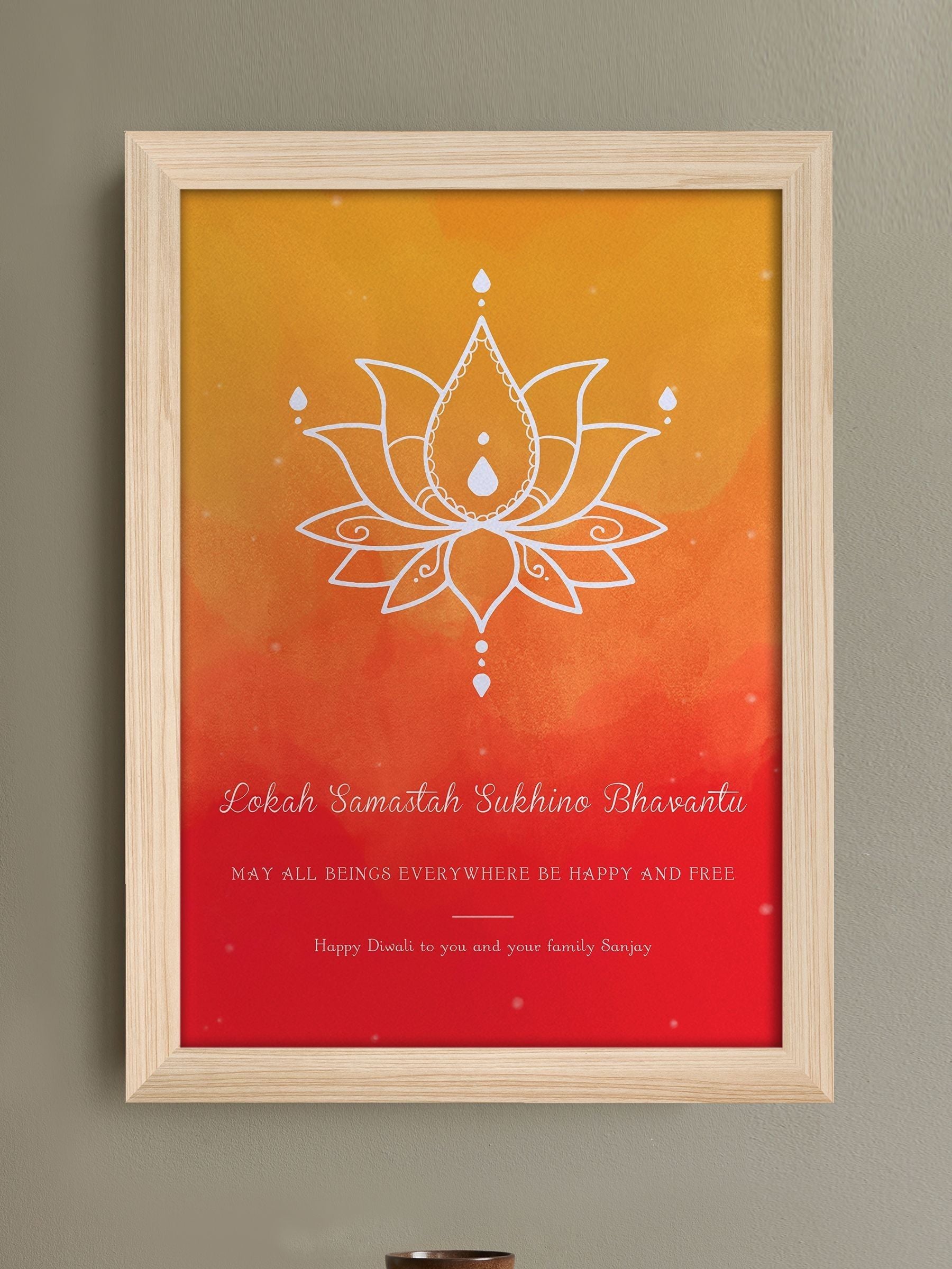 Treat Republic Diwali Lotus framed print A4 (British brand)
