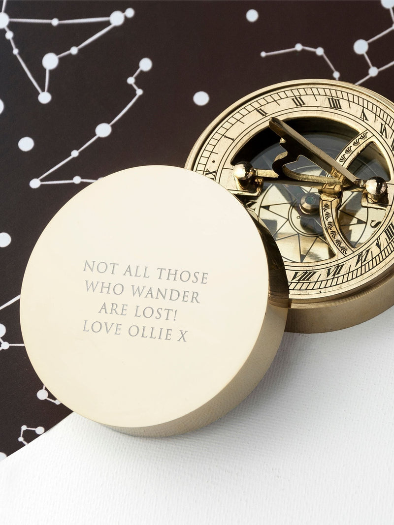 Treat Republic personalised brass sundial and compass (British brand)