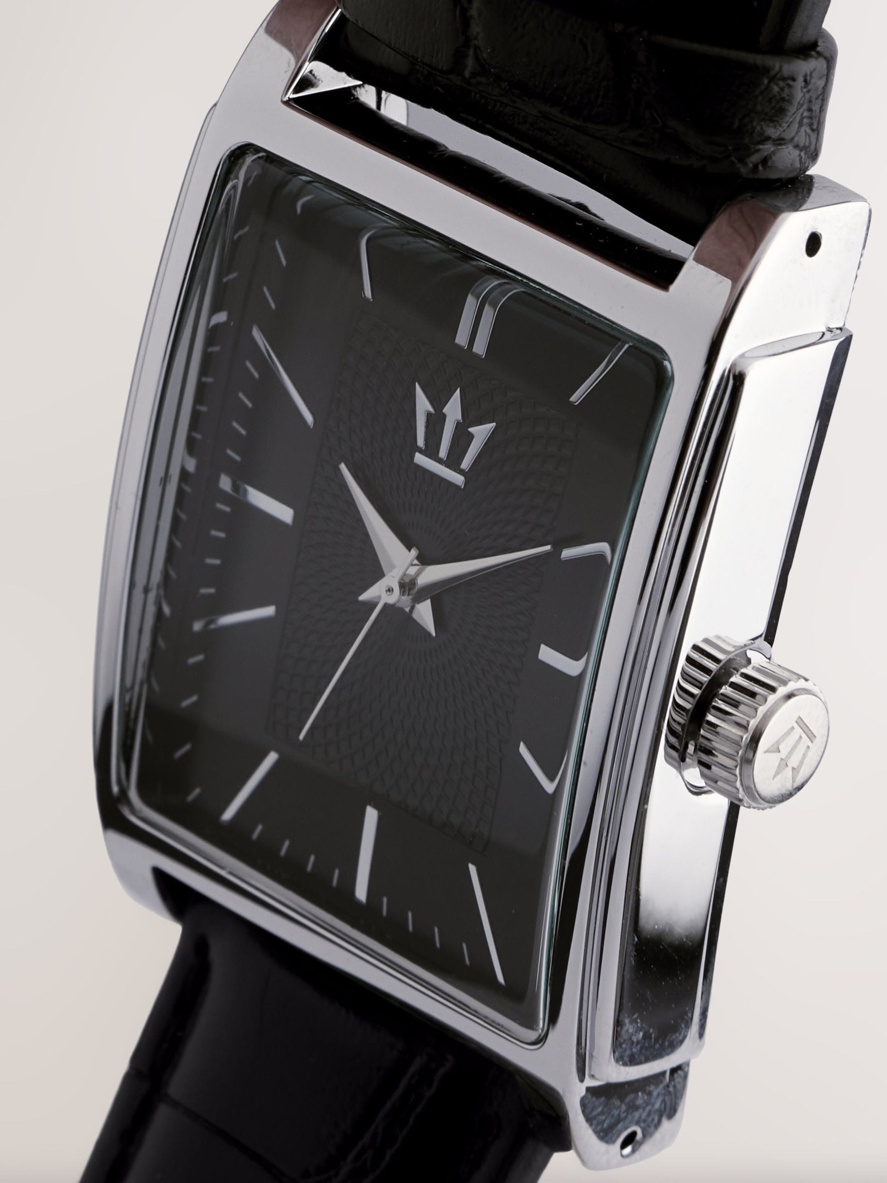 Black square dial croc effect strap watch - British product