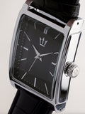 Black square dial croc effect strap watch - British product