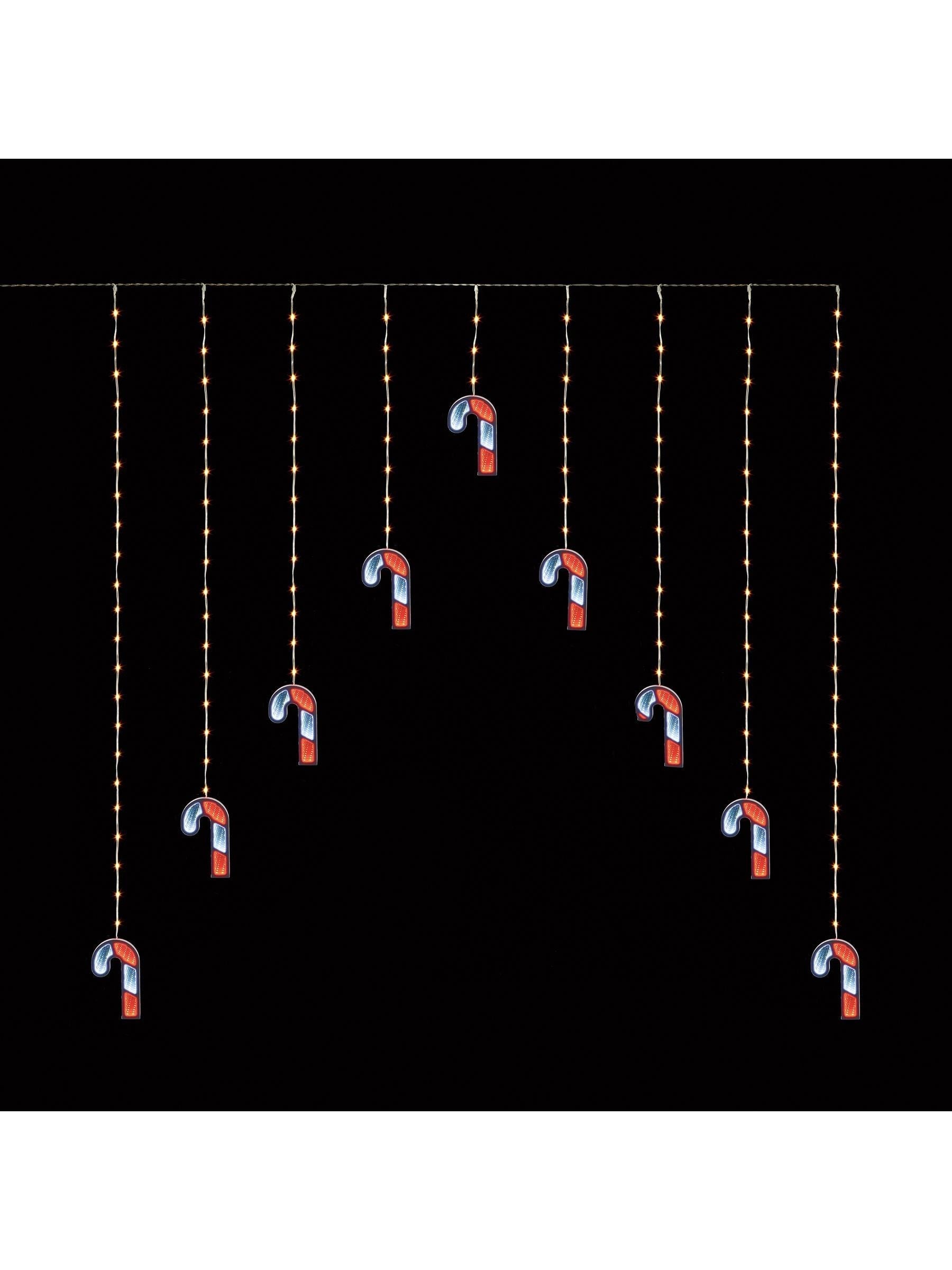 Premier Decorations candy cane curtain lights with red and white LEDs - British product