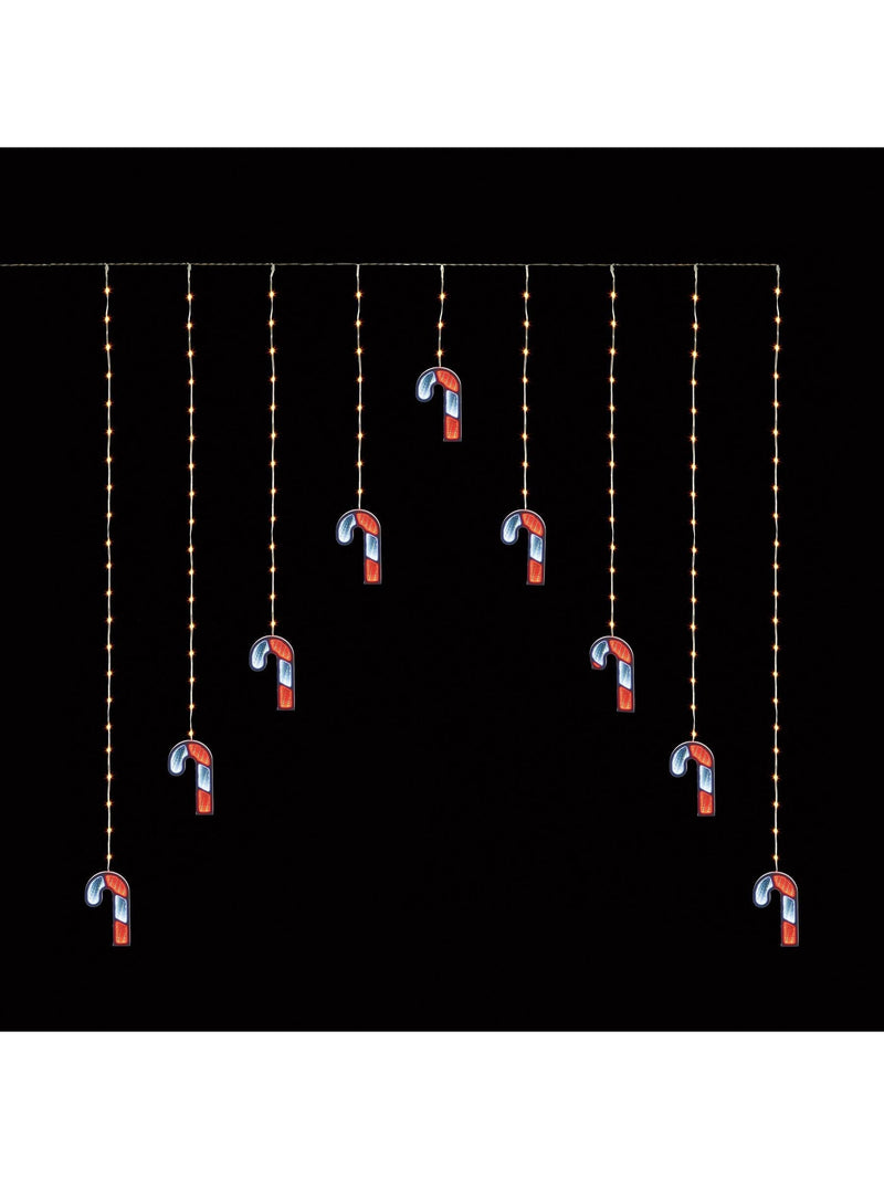 Premier Decorations candy cane curtain lights with red and white LEDs - British product