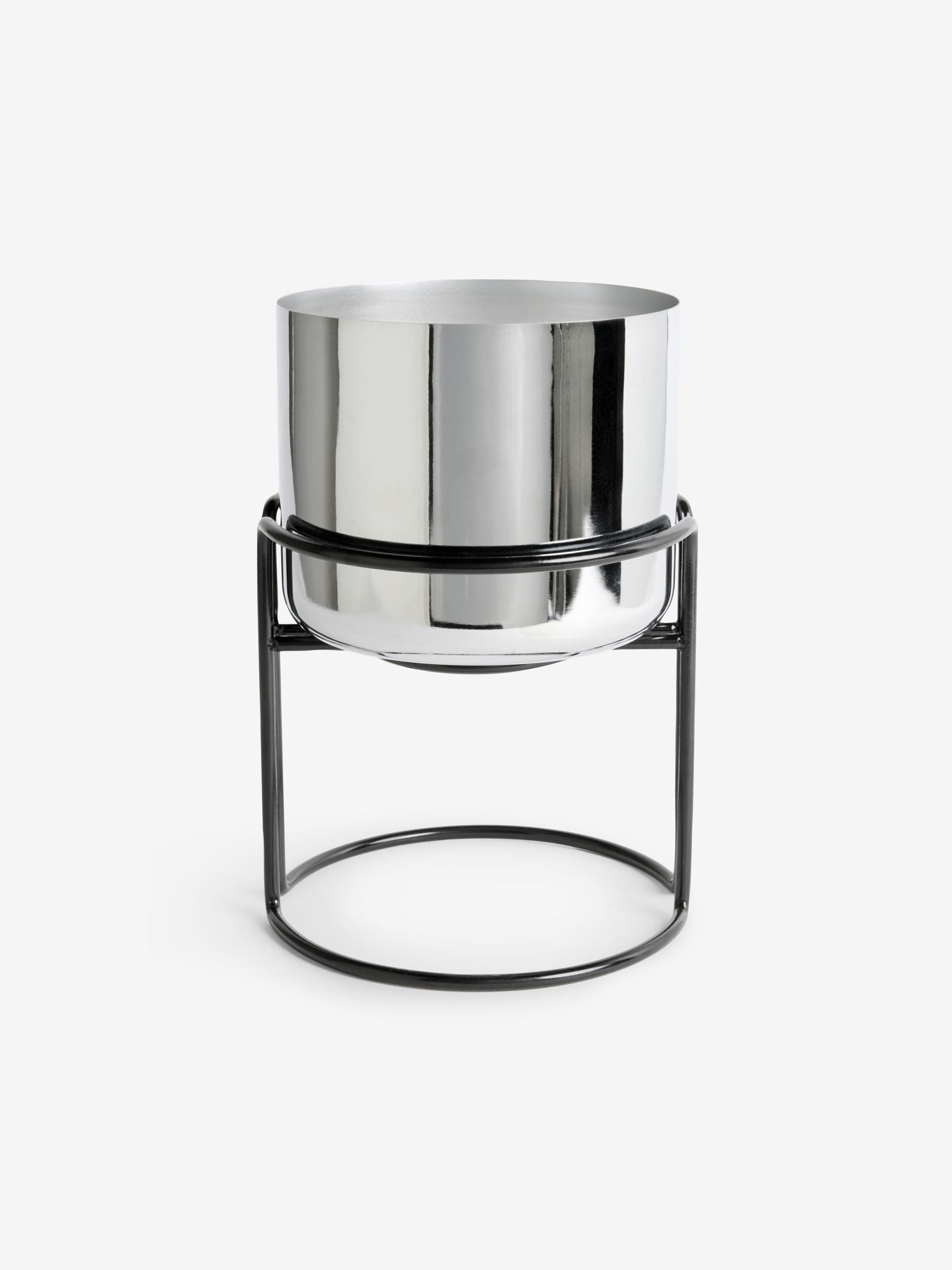 MADE.COM silver Piper plant pot 23cm height, imported from the UK