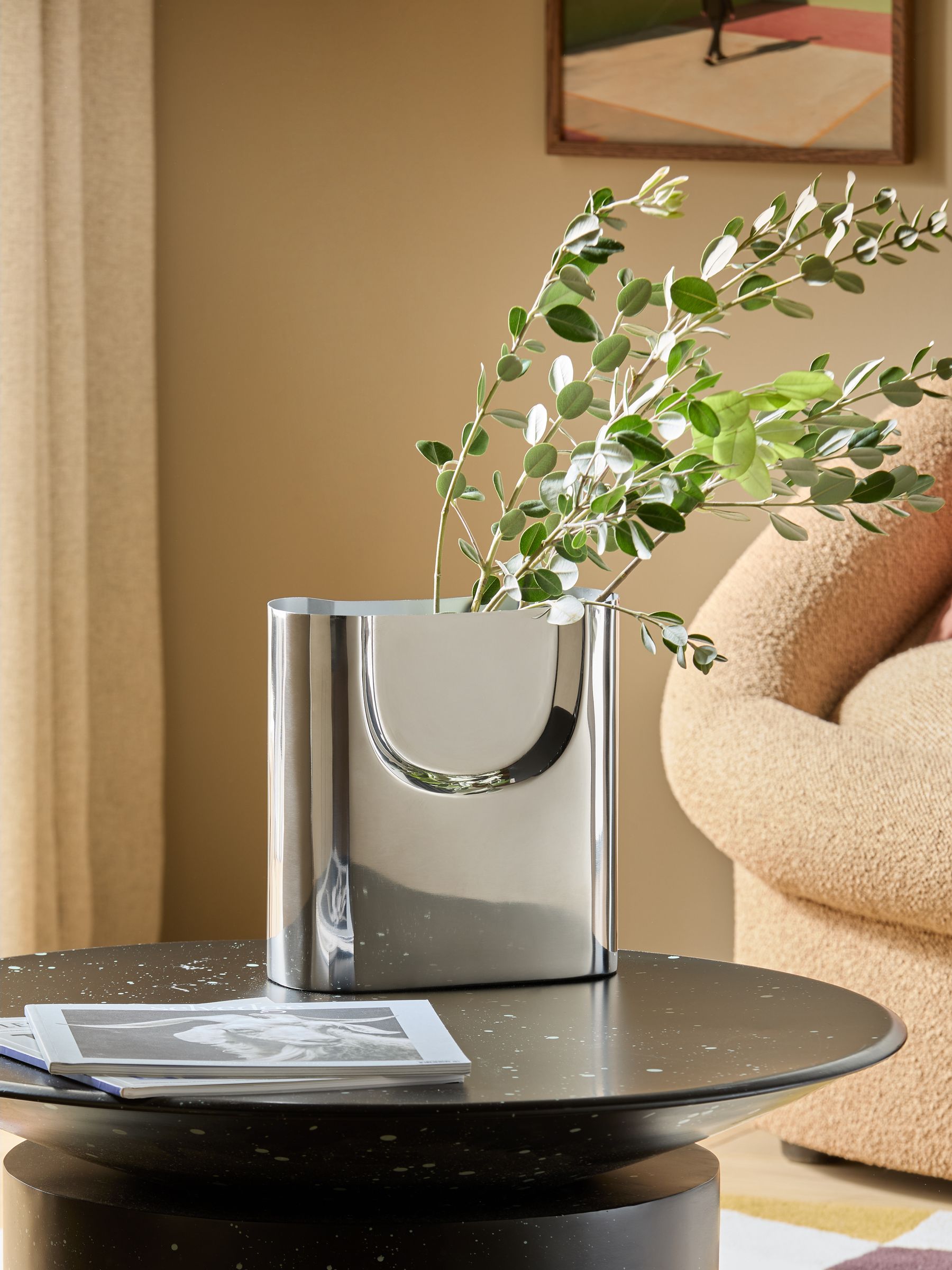 MADE.COM Chrome Juro stainless steel vase, imported from the UK