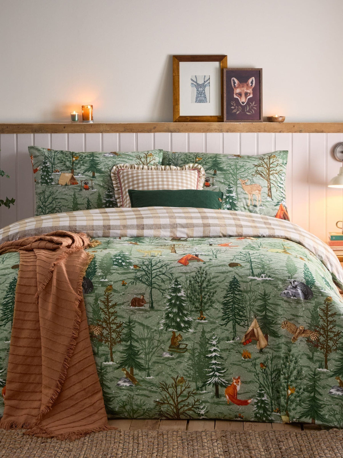 Supersoft brushed cotton Christmas Lodge duvet cover set - British product