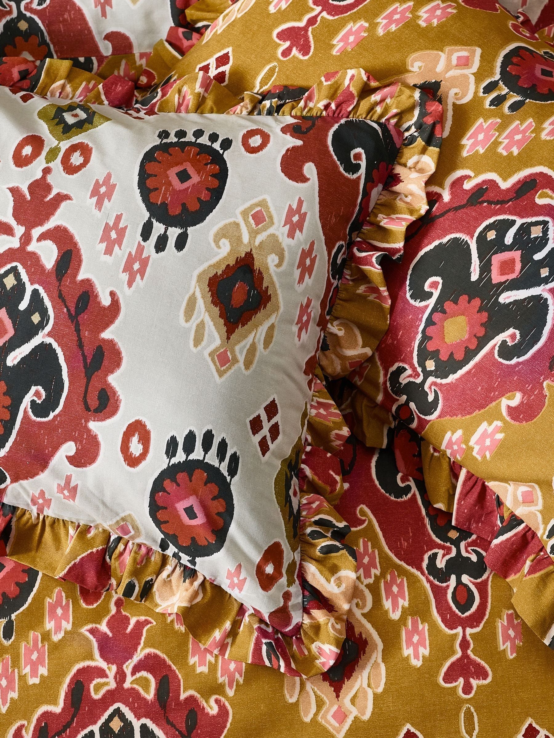 Paoletti Amber 1973 Dawson Ikat Ruffle Duvet Cover Set