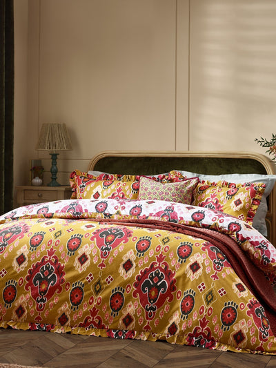 Next Paoletti Amber 1973 Dawson Ikat Ruffle Duvet Cover Set- Buy online at McGrocer