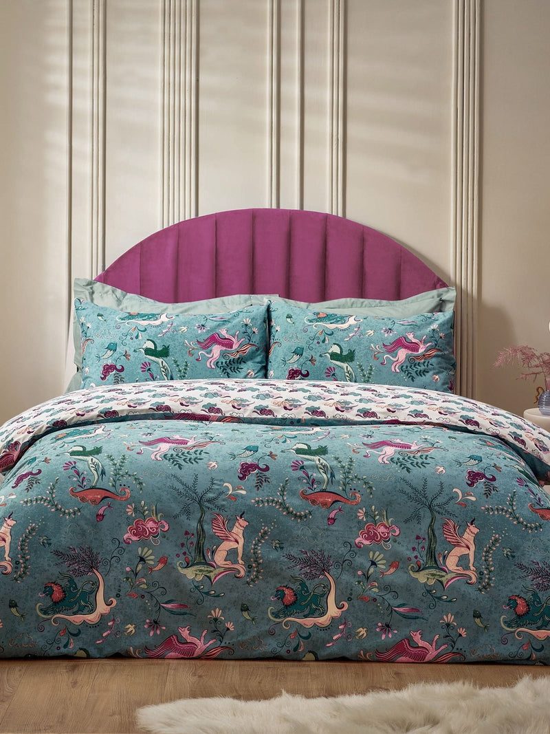 Furn Blue Athena duvet cover and pillowcase set - British product