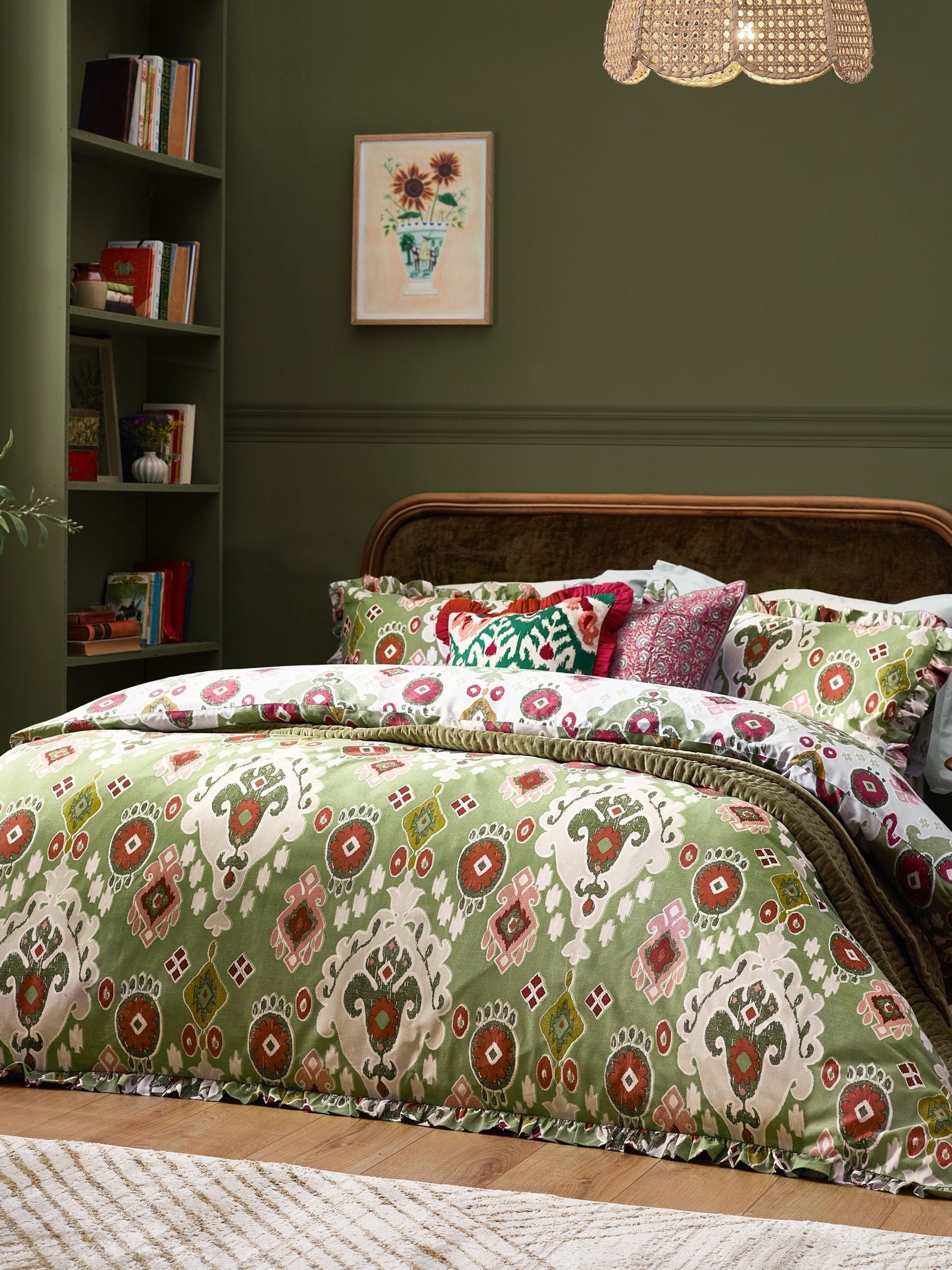 Paoletti Cedar Green duvet cover set, imported from the UK